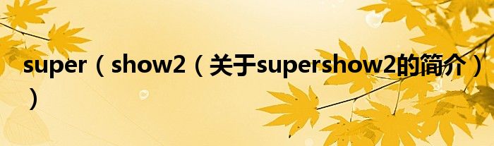 super（show2（关于supershow2的简介））