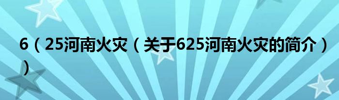 6（25河南火灾（关于625河南火灾的简介））