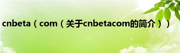 cnbeta（com（关于cnbetacom的简介））