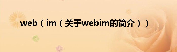 web（im（关于webim的简介））