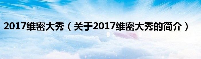 2017维密大秀（关于2017维密大秀的简介）