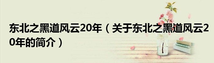 东北之黑道风云20年（关于东北之黑道风云20年的简介）