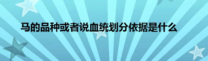 马的品种或者说血统划分依据是什么