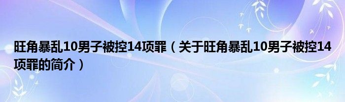 旺角暴乱10男子被控14项罪（关于旺角暴乱10男子被控14项罪的简介）