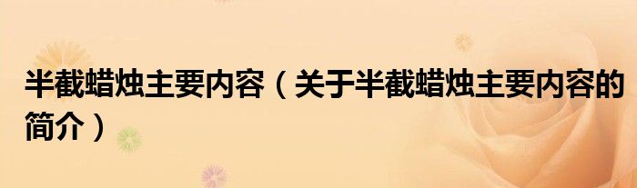 半截蜡烛主要内容（关于半截蜡烛主要内容的简介）