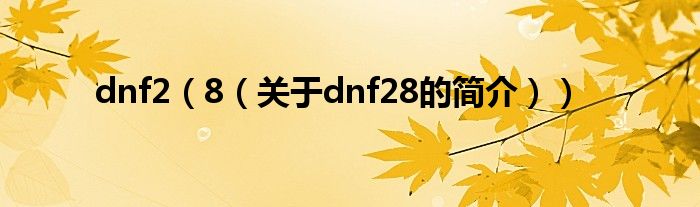 dnf2（8（关于dnf28的简介））