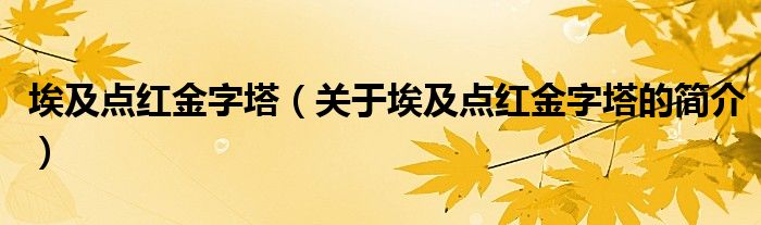 埃及点红金字塔（关于埃及点红金字塔的简介）