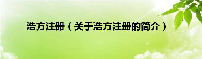 浩方注册（关于浩方注册的简介）