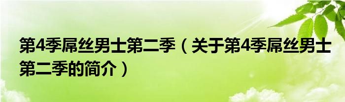 第4季屌丝男士第二季（关于第4季屌丝男士第二季的简介）