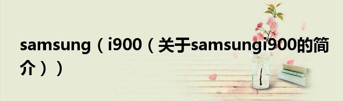 samsung（i900（关于samsungi900的简介））