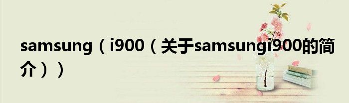 samsung（i900（关于samsungi900的简介））