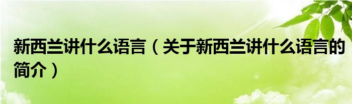 新西兰讲什么语言（关于新西兰讲什么语言的简介）