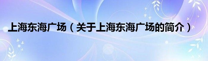 上海东海广场（关于上海东海广场的简介）