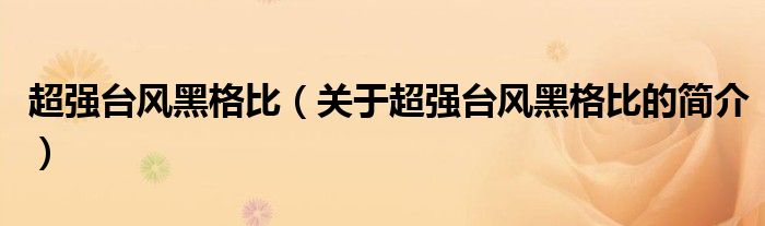 超强台风黑格比（关于超强台风黑格比的简介）