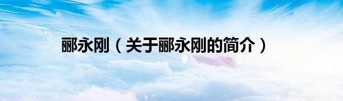 郦永刚（关于郦永刚的简介）