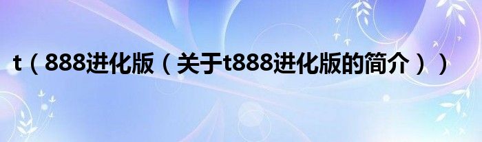 t（888进化版（关于t888进化版的简介））