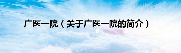 广医一院（关于广医一院的简介）