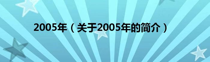 2005年（关于2005年的简介）