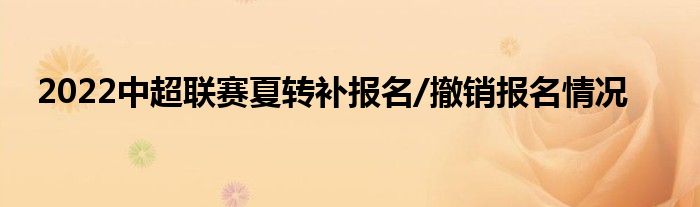 2022中超联赛夏转补报名/撤销报名情况