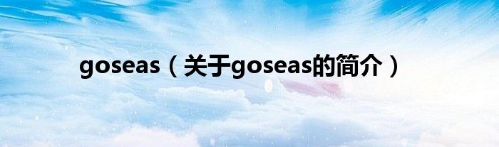 goseas（关于goseas的简介）