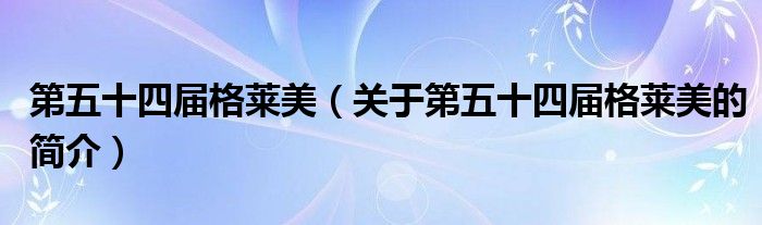 第五十四届格莱美（关于第五十四届格莱美的简介）