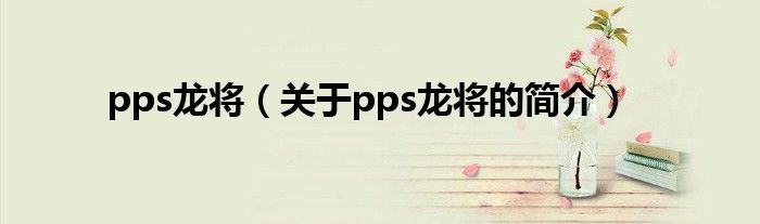 pps龙将（关于pps龙将的简介）