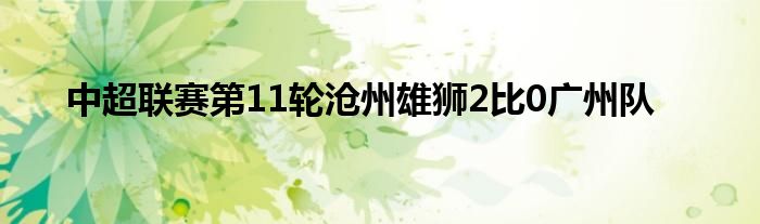 中超联赛第11轮沧州雄狮2比0广州队