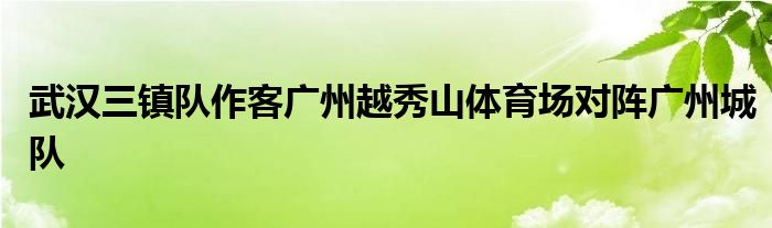 武汉三镇队作客广州越秀山体育场对阵广州城队