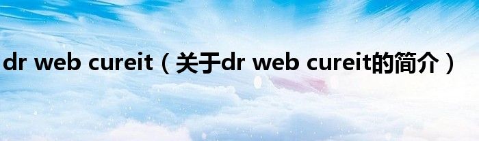 dr web cureit（关于dr web cureit的简介）