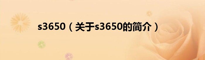 s3650（关于s3650的简介）