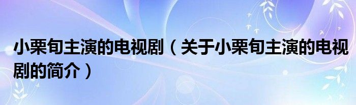 小栗旬主演的电视剧（关于小栗旬主演的电视剧的简介）