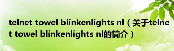 telnet towel blinkenlights nl（关于telnet towel blinkenlights nl的简介）
