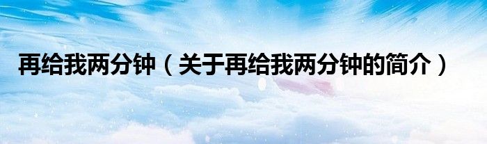 再给我两分钟（关于再给我两分钟的简介）