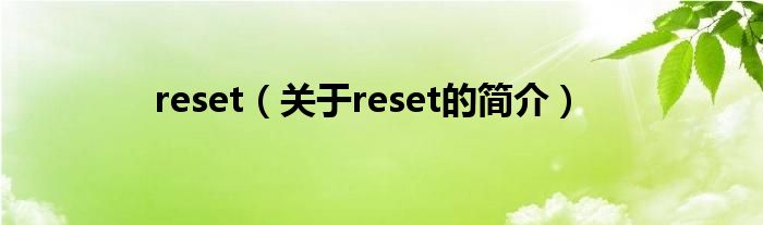 reset（关于reset的简介）