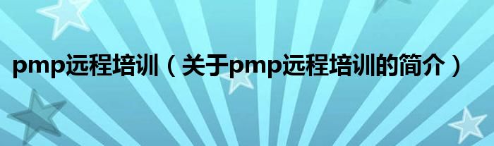 pmp远程培训（关于pmp远程培训的简介）