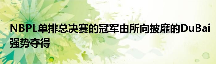 NBPL单排总决赛的冠军由所向披靡的DuBai强势夺得