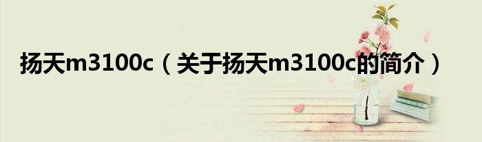 扬天m3100c（关于扬天m3100c的简介）