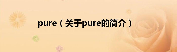 pure（关于pure的简介）
