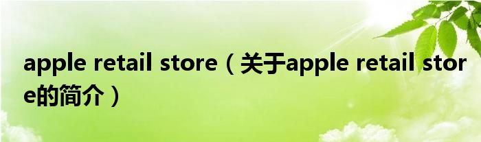 apple retail store（关于apple retail store的简介）