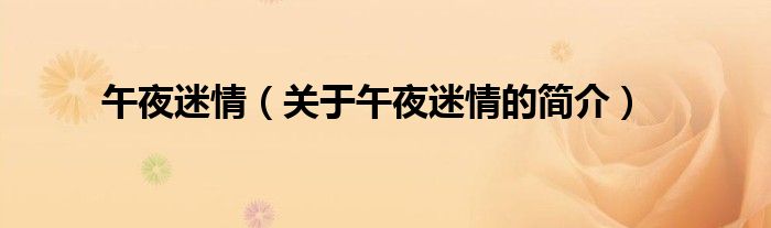 午夜迷情（关于午夜迷情的简介）