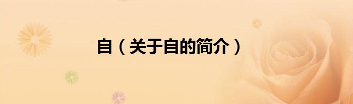 自（关于自的简介）