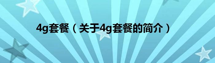 4g套餐（关于4g套餐的简介）