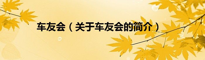 车友会（关于车友会的简介）