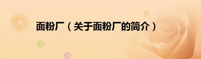 面粉厂（关于面粉厂的简介）
