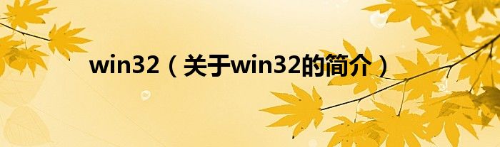 win32（关于win32的简介）