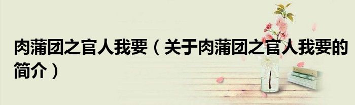肉蒲团之官人我要（关于肉蒲团之官人我要的简介）