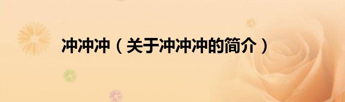 冲冲冲（关于冲冲冲的简介）