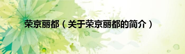 荣京丽都（关于荣京丽都的简介）