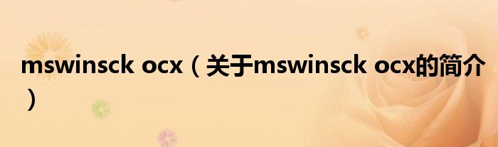 mswinsck ocx（关于mswinsck ocx的简介）