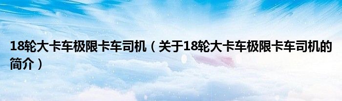 18轮大卡车极限卡车司机（关于18轮大卡车极限卡车司机的简介）